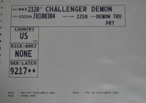 2018 Dodge Challenger SRT Demon