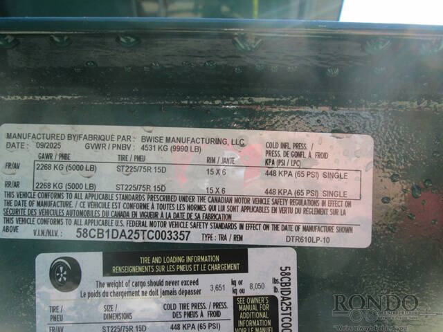 2026 BWISE Dump DTR610LP-10-D