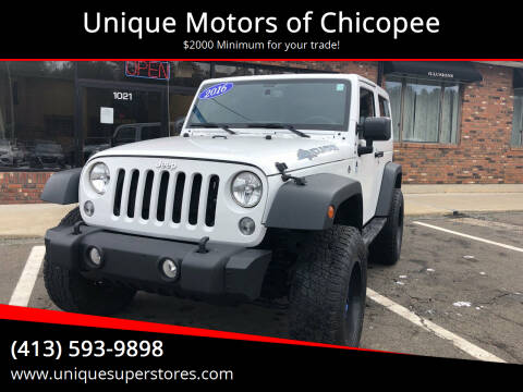 2016 Jeep Wrangler for sale at Unique Motors of Chicopee in Chicopee MA
