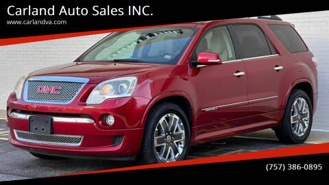 2012 GMC Acadia for sale at Carland Auto Sales INC. in Portsmouth VA