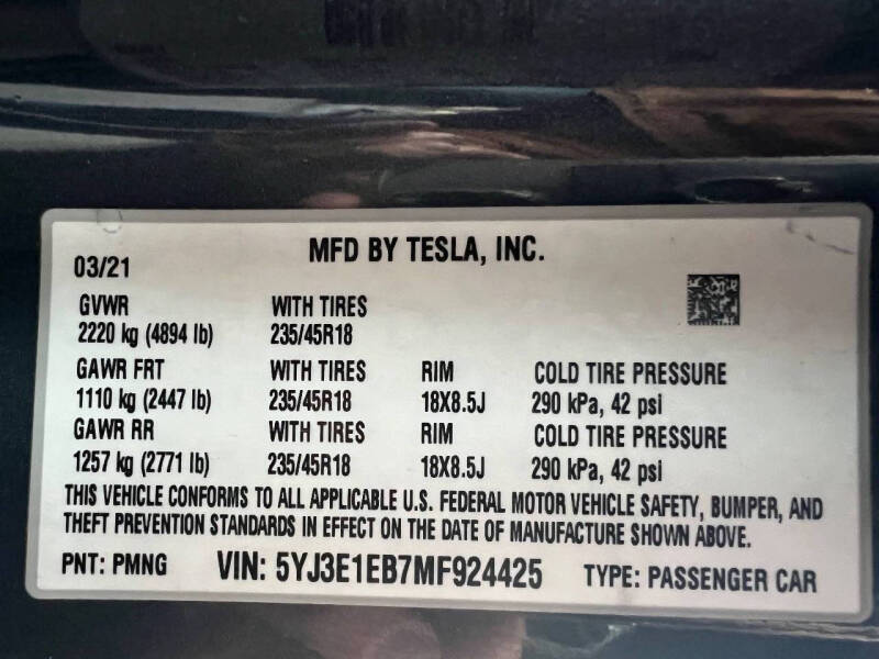 2021 Tesla Model 3 Long Range