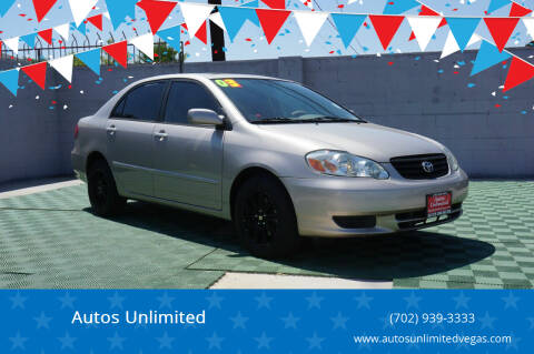 2003 Toyota Corolla for sale at Autos Unlimited in Las Vegas NV