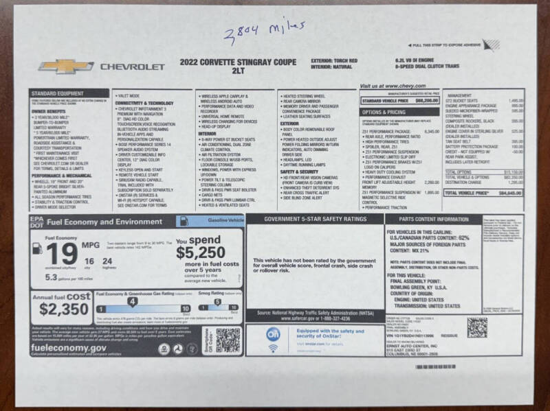 2022 Chevrolet Corvette Stingray