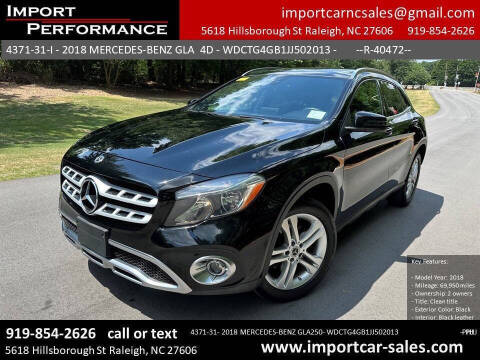 2018 Mercedes-Benz GLA for sale at Import Performance Sales in Raleigh NC