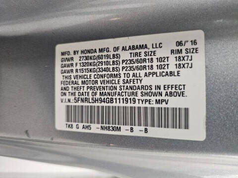 2016 Honda Odyssey Touring Elite