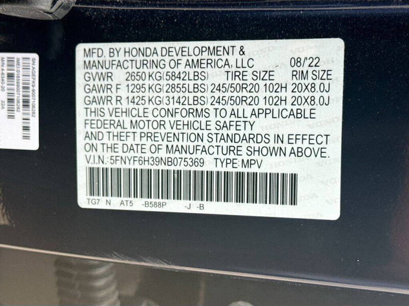 2022 Honda Pilot Sport