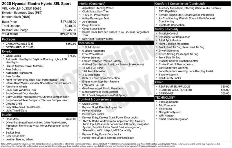 2025 Hyundai Elantra Hybrid SEL Sport