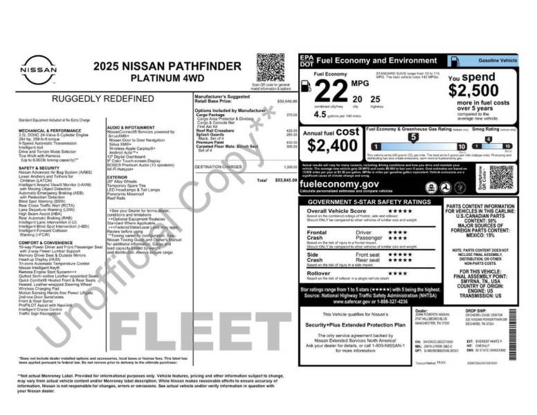 2025 Nissan Pathfinder Platinum