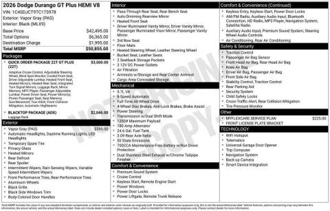 2026 Dodge Durango GT HEMI Plus