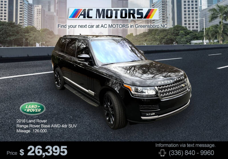 2016 Land Rover Range Rover for sale at AC Motors in Greensboro NC