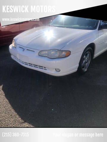 2004 Chevrolet Monte Carlo for sale at KESWICK MOTORS in Glenside PA