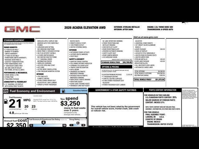 2026 GMC Acadia Elevation