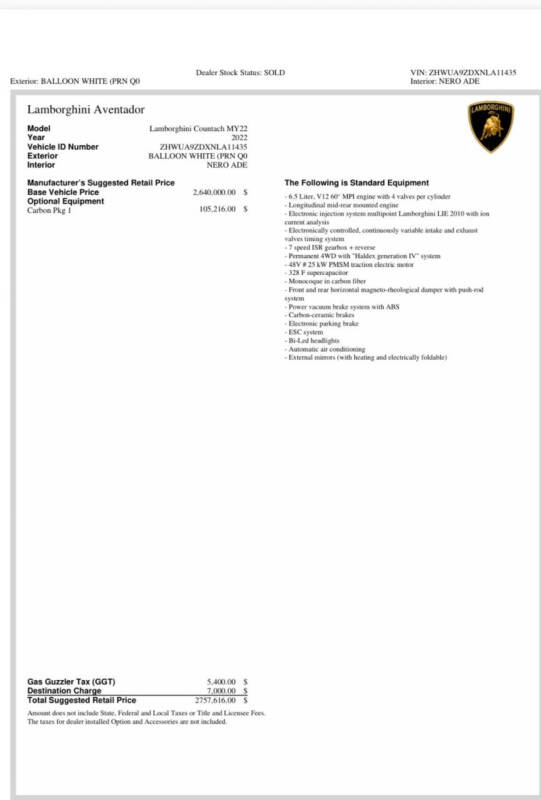 2022 Lamborghini Countach LPI 800-4