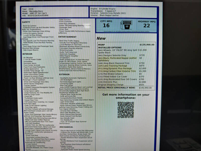 2016 Mercedes-Benz AMG GT S