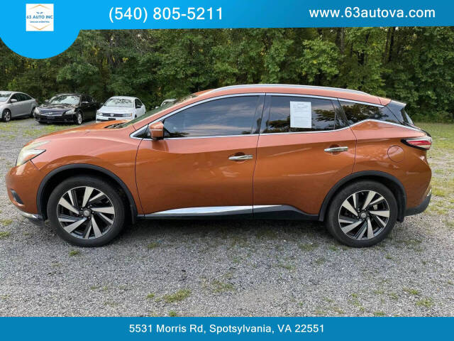 2015 Nissan Murano for sale at 63 Auto Inc in Spotsylvania, VA