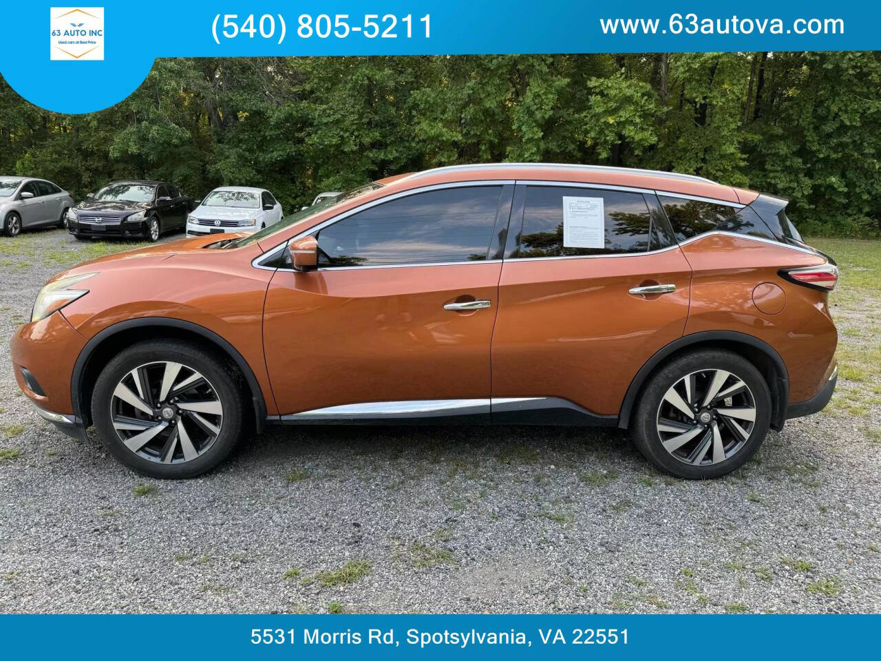 2015 Nissan Murano for sale at 63 Auto Inc in Spotsylvania, VA