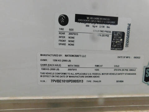 2023 Nationcraft Trailers 5x10 SA