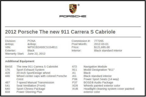 2012 Porsche 911 Carrera S