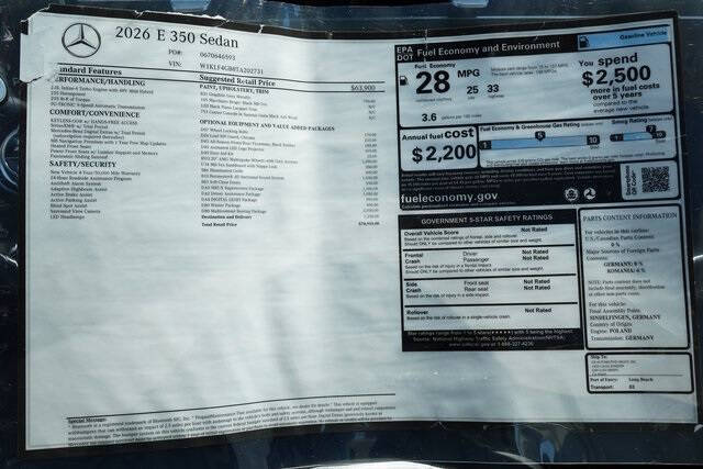 2026 Mercedes-Benz E-Class E 350