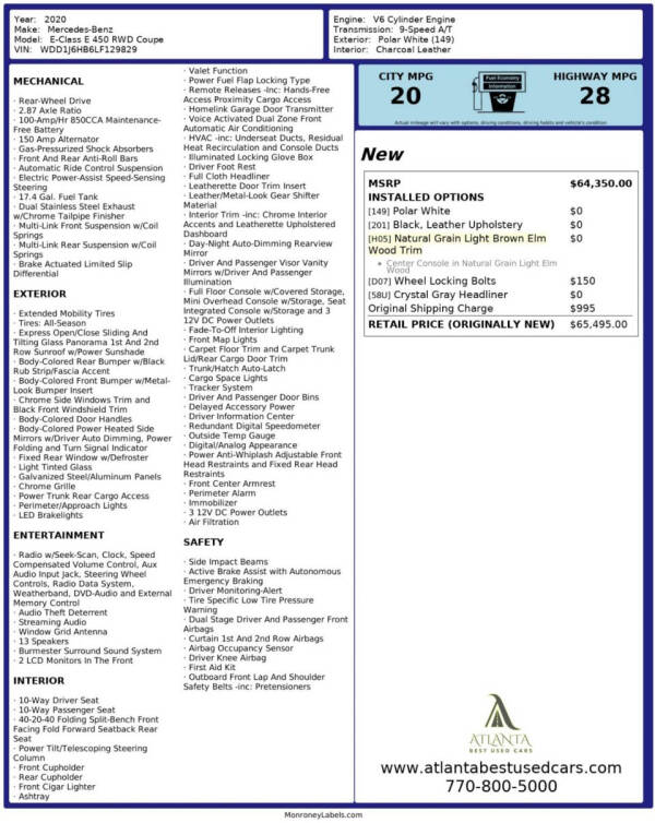 2020 Mercedes-Benz E-Class E 450