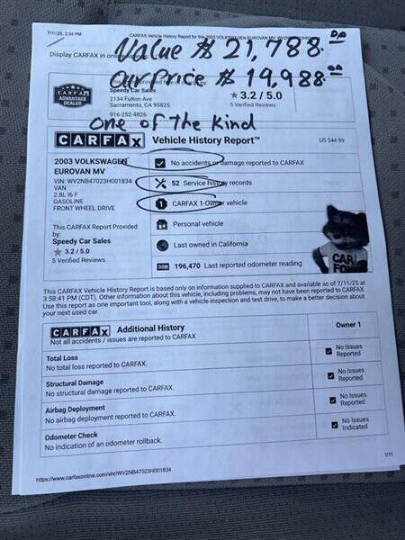 2003 Volkswagen EuroVan MV