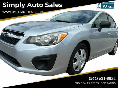 2012 Subaru Impreza for sale at Simply Auto Sales in Palm Beach Gardens FL