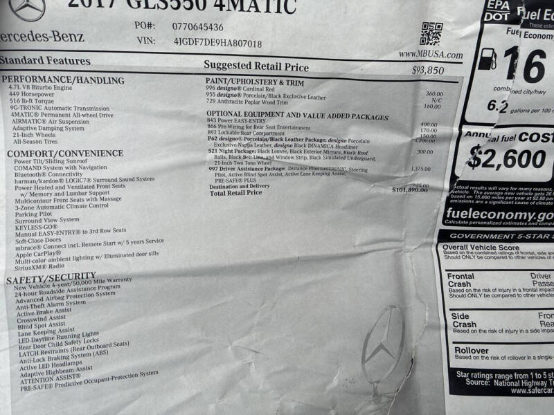 2017 Mercedes-Benz GLS GLS 550