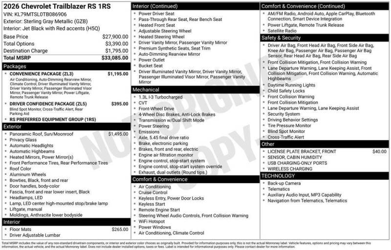 2026 Chevrolet TrailBlazer RS