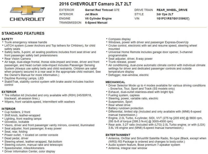 2016 Chevrolet Camaro LT