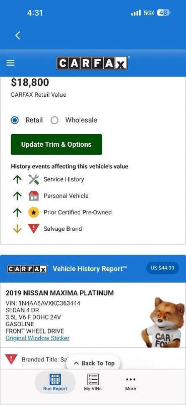 2019 Nissan Maxima Platinum