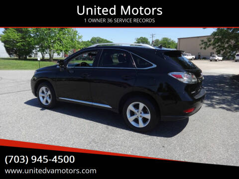 2010 Lexus RX 350 for sale at United Motors in Fredericksburg VA