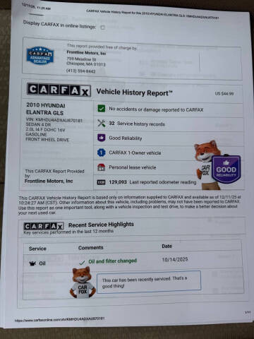 2010 Hyundai Elantra GLS