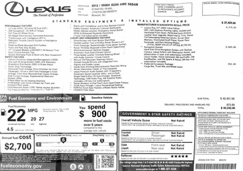 2012 Lexus IS 250