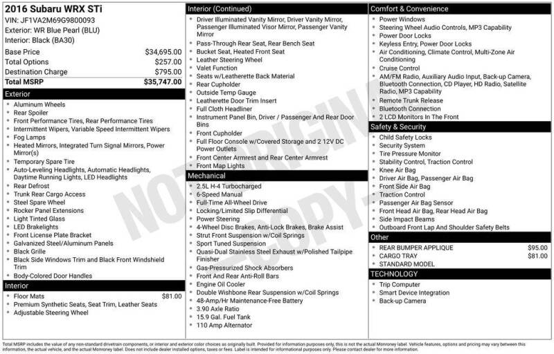 2016 Subaru WRX STI