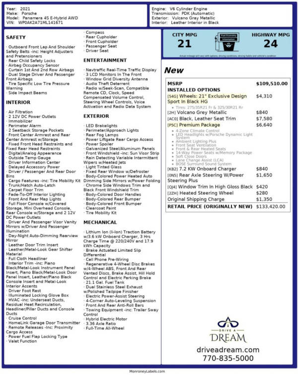 2021 Porsche Panamera 4S E-Hybrid