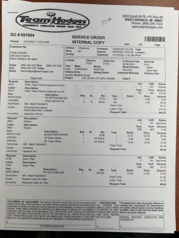 2024 Chrysler Pacifica Touring L