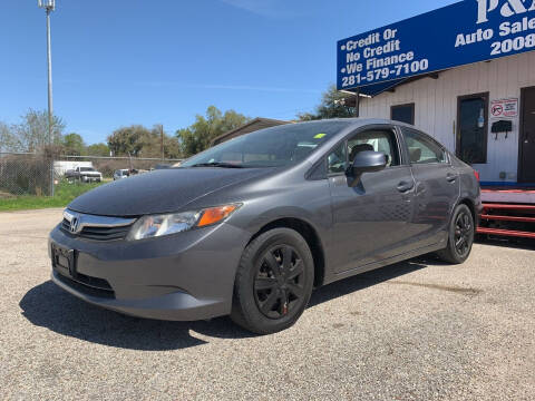 2012 Honda Civic for sale at P & A AUTO SALES in Houston TX