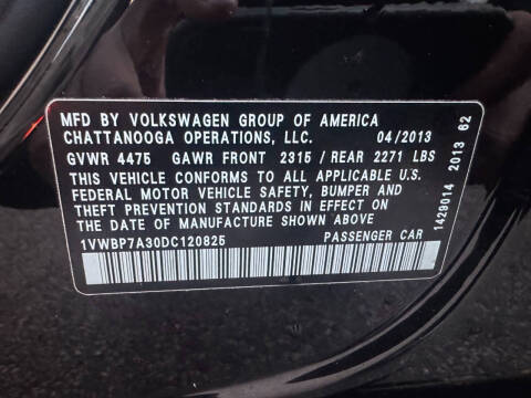 2013 Volkswagen Passat SE PZEV