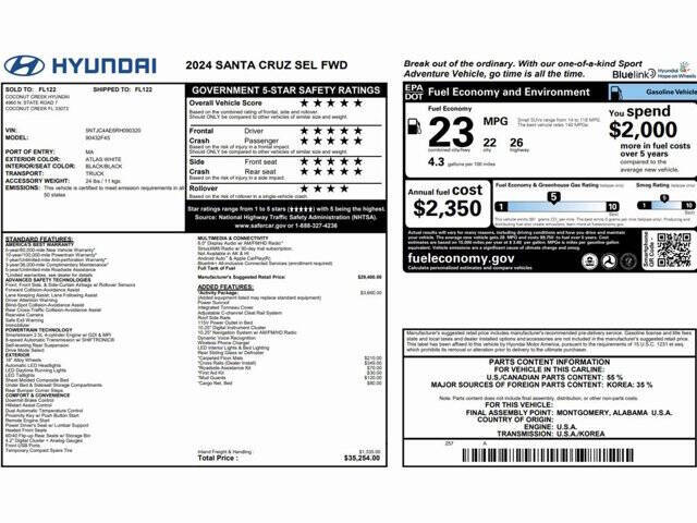 Used 2024 Hyundai Santa Cruz SEL with VIN 5NTJC4AE6RH090320 for sale in Conshohocken, PA