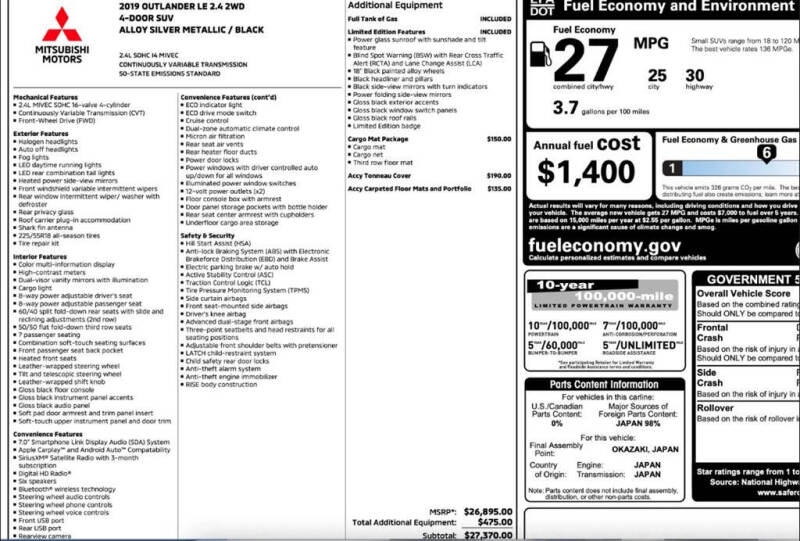 2019 Mitsubishi Outlander