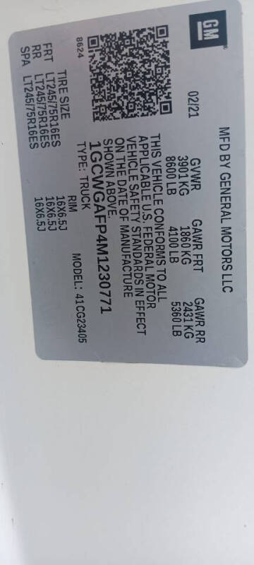 2021 Chevrolet Express 2500