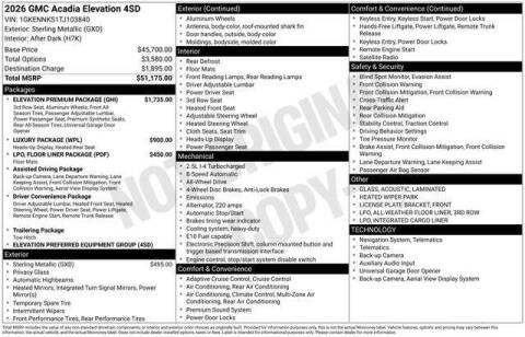 2026 GMC Acadia Elevation