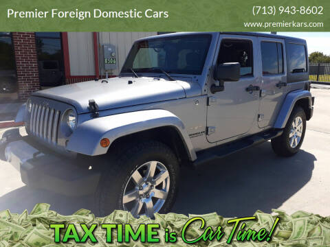 2015 Jeep Wrangler Unlimited for sale at Premier Foreign Domestic Cars in Houston TX
